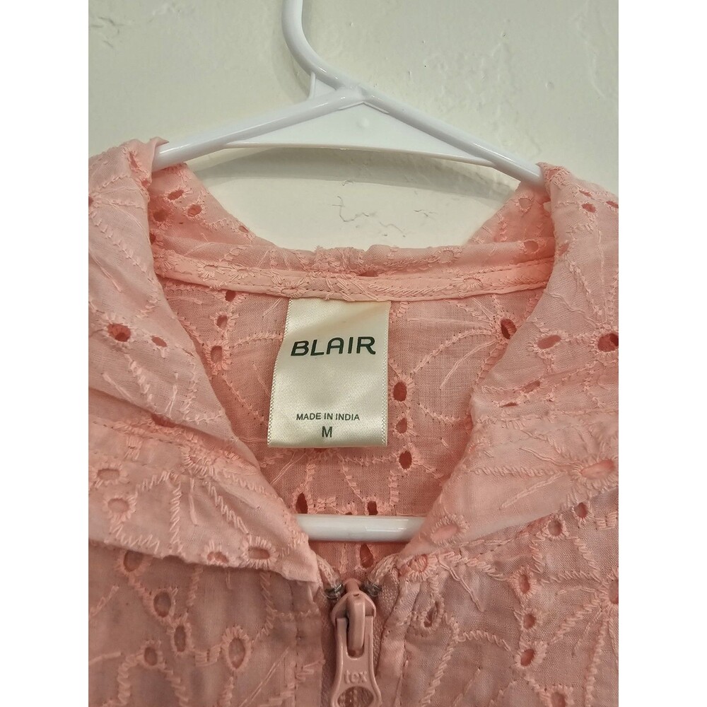 Blair Women's Eyelet Lace Lightweight Zip Hoodie Pink Jacket Top Size Medium - Picture 2 of 7